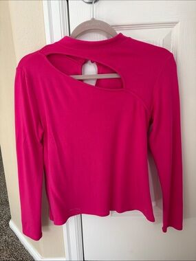 Halogen Long-Sleeve Cutout Tee in Fuchsia